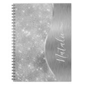 Carnet Silver Glitter Glam Bling Personalized (Devant)