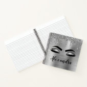 Carnet Silver Glitter Sparkle Eyelashes Monogram (Intérieur)
