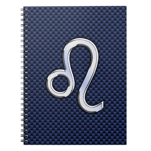 Carnet Silver Leo Zodiac symbole de la marine carbon Fibe (Devant)