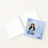 Carnet Silver Light Baby Blue Roses Quinceanera Invité (Intérieur)