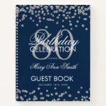 Carnet Silver Navy Blue 80th Birthday Guestbook Confetti<br><div class="desc">Un élégant modèle de livres d'hôtes de 80e fête d'anniversaire avec Confetti Parties scintillant argent sur le design bleu marine et facile à customiser texte.</div>
