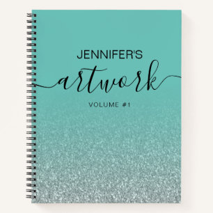 Carnet Silver Parties scintillant Turquoise Girly Ombre N