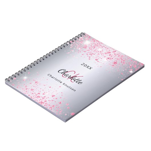 Carnet Silver pink glitter (Côté gauche)