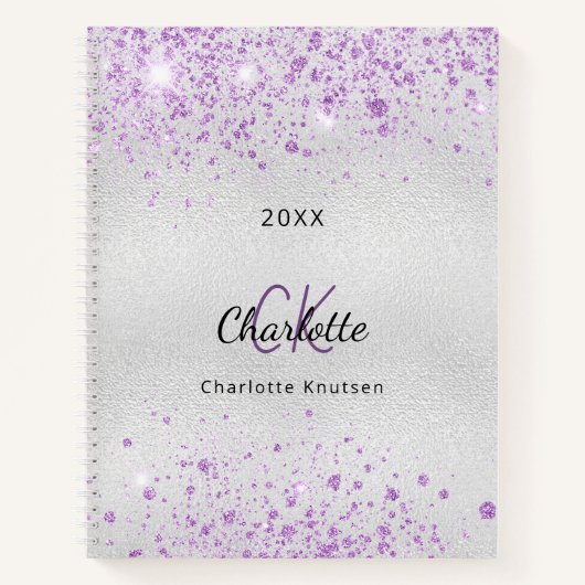 Carnet Silver purple glitter (Devant)