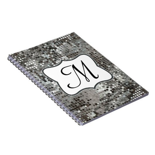 Carnet Silver Sequin Dazzle Monogramme Note initiale (Côté Droit)