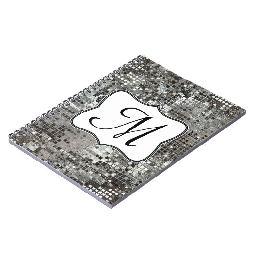 Carnet Silver Sequin Dazzle Monogramme Note initiale (Côté gauche)