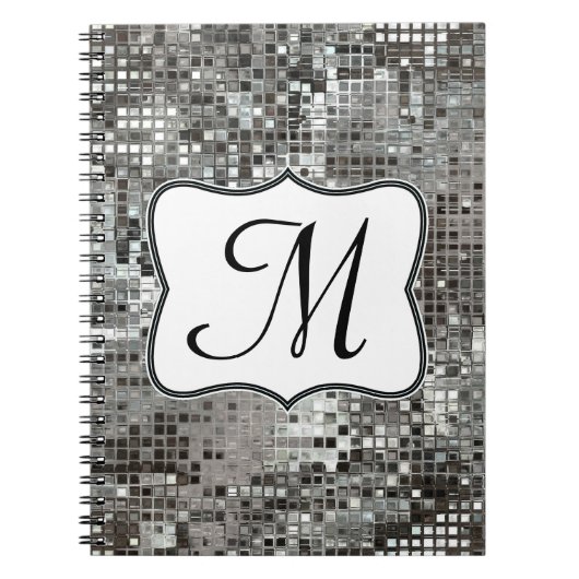 Carnet Silver Sequin Dazzle Monogramme Note initiale (Devant)