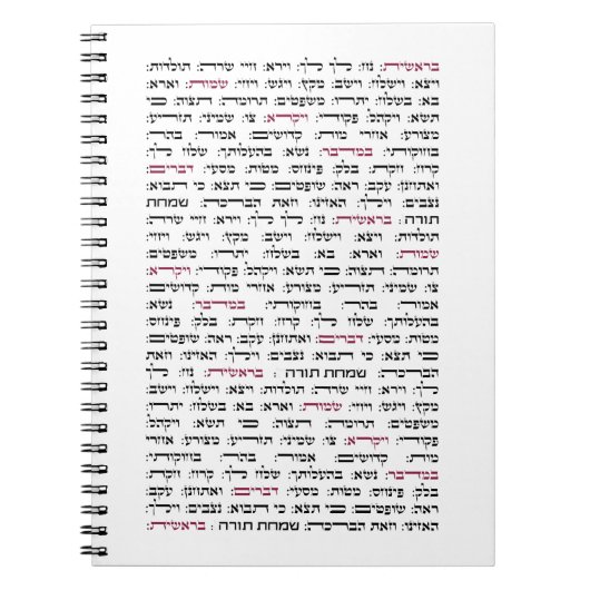 Carnet Simchat Torah - Hebrew Parshiot Cycle juif (Devant)