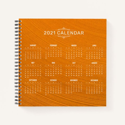Carnet Simple 2021 Calendrier Arrière - plan bois | CARNE (Devant)