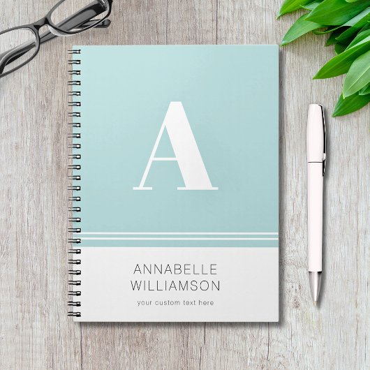 Carnet simple aqua blanc moderne