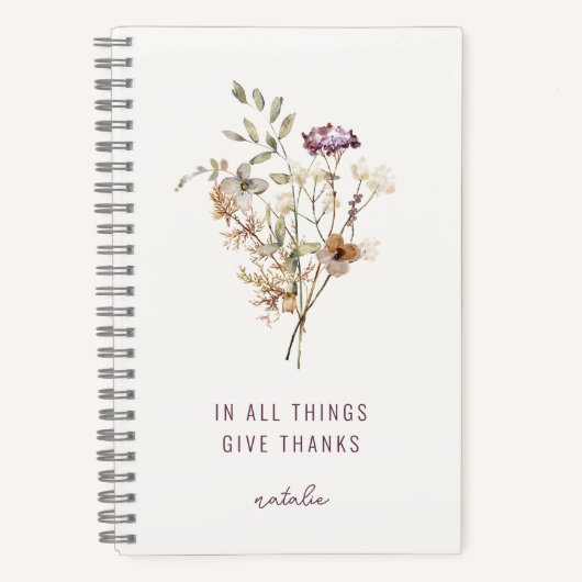 Carnet Simple automne Fleur sauvage Bouquet Gratitude Jou (Recto)