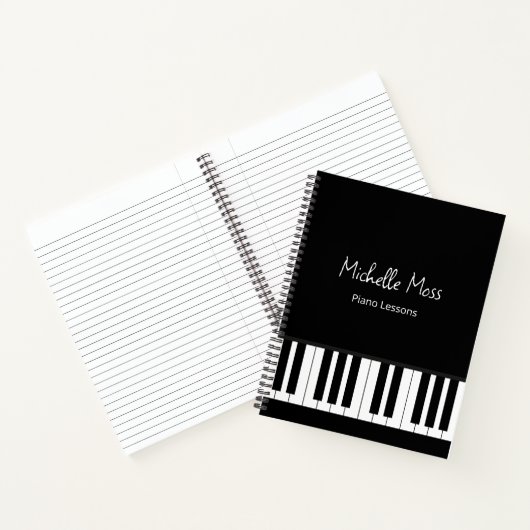 Carnet Simple Black White Piano Music Lessons (Intérieur)