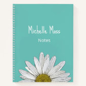 Carnet Simple blanc marguerite botanique tendance vert Tu (Devant)