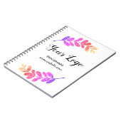 Carnet simple bleu personnalisé violet noir feuilles ajou (Côté gauche)