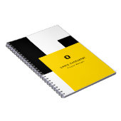 Carnet Simple bloc de couleur moderne jaune, blanc et noi (Côté Droit)