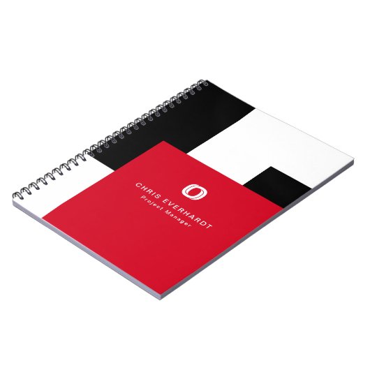 Carnet Simple bloc de couleur moderne rouge blanc et noir (Côté gauche)