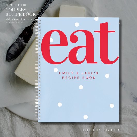 Carnet Simple Blue Spot Couples Fiançailles Cadeau Recett