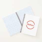 Carnet simple cercle rouge ajouter votre nom lettre texte (Intérieur)