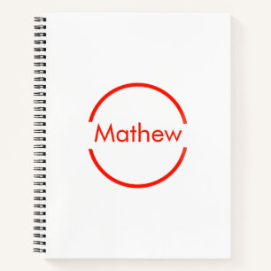 Carnet simple cercle rouge ajouter votre nom lettre texte