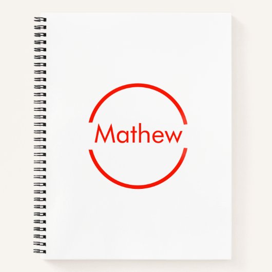 Carnet simple cercle rouge ajouter votre nom lettre texte (Devant)