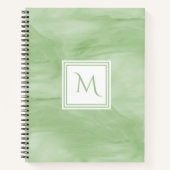 Carnet Simple clair vert subtil marbre moderne Monogramme (Devant)