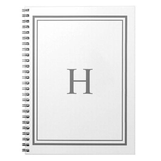 Carnet Simple classique élégant bordure gris monogramme (Devant)