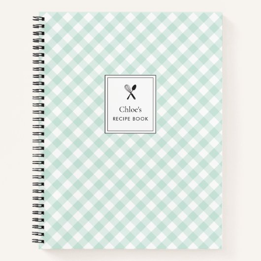 Carnet Simple Classique Joli Sage Vert En vichy Recette (Devant)