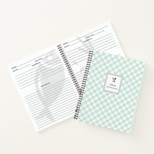 Carnet Simple Classique Joli Sage Vert En vichy Recette (Intérieur)
