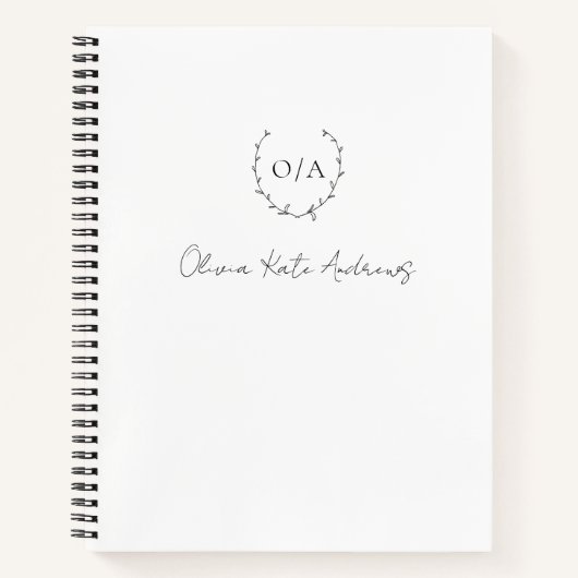 Carnet Simple classique Monogramme Wreath Élégant (Devant)