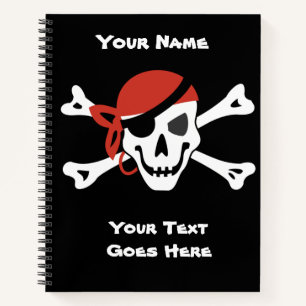 Carnet Simple crâne de pirate souriant avec Bandanna rou
