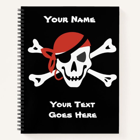 Carnet Simple crâne de pirate souriant avec Bandanna roug (Devant)