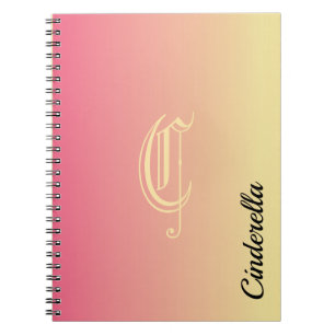 Carnet Simple deux tonalités rose et or nom personnalisé