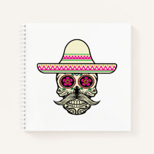 Carnet Simple Dia de Muertos Crâne avec Casquette Carne
