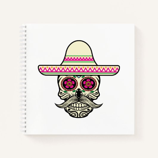 Carnet Simple Dia de Muertos Crâne avec Casquette | Carne (Devant)