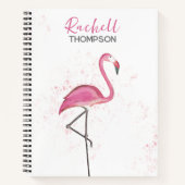 Carnet Simple Élégant Chic Flamant Rose Aquarelle (Devant)