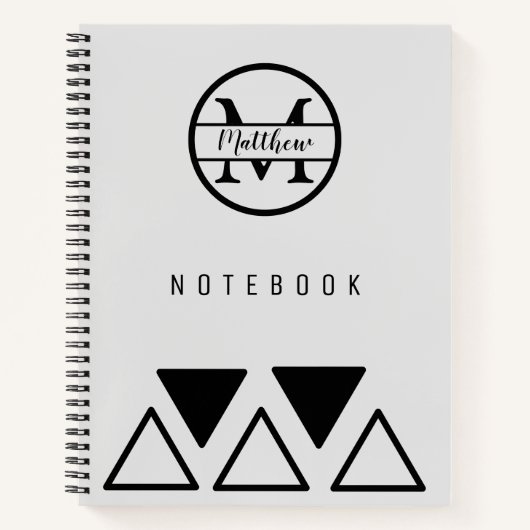 Carnet Simple Elégant Monogramme Personnalisé Argent Blan (Devant)