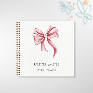 Carnet Simple Élégant Ruban Rose Entreprise