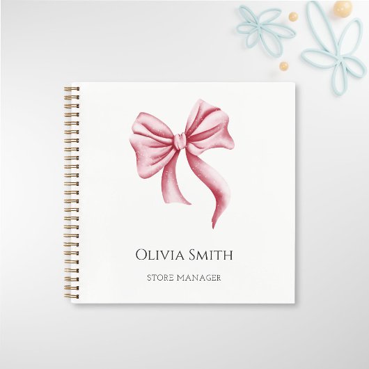 Carnet Simple Élégant Ruban Rose Entreprise