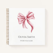 Carnet Simple Élégant Ruban Rose Entreprise (Devant)