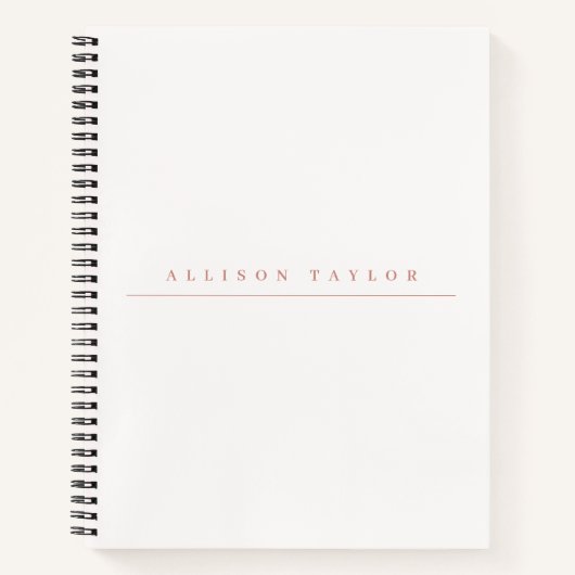 Carnet Simple élégante Rose clair Nom personnalisé Blanc (Devant)