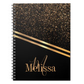 Carnet Simple et élégante Monogram Black and Gold parties (Devant)