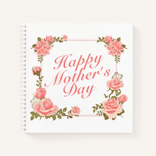 Carnet Simple Happy Mother's Day Floral Frame Notebook (Devant)