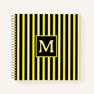 Carnet Simple Jaune brillant rayé initial