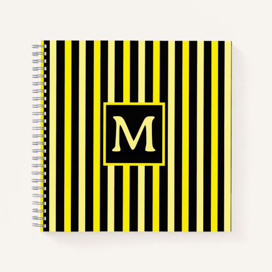 Carnet Simple Jaune brillant rayé initial (Devant)