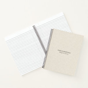 Carnet Simple Lin Bbeige Clair Typographie Noire