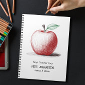 Carnet Simple Main tiré mignon Pomme rouge meilleur ensei