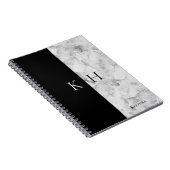 Carnet Simple Marble And Black Accent Monogram Name (Côté Droit)