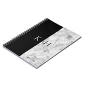 Carnet Simple Marble And Black Accent Monogram Name (Côté gauche)