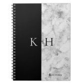 Carnet Simple Marble And Black Accent Monogram Name (Devant)