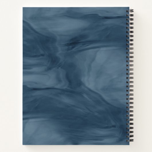 Carnet Simple Marine Bleu Marbre subtil Monogramme modern (Dos)